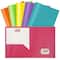 JAM Paper 9.5" x 11.5" Assorted Fashion Colors Plastic 2 Pocket School POP Folders, 6ct.